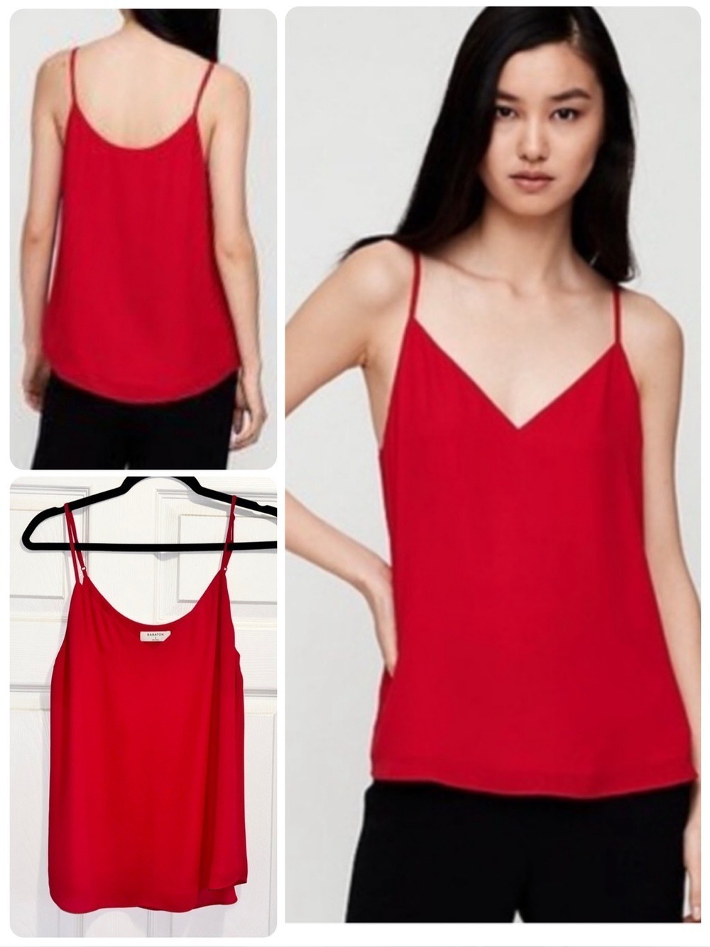 Aritzia Babaton Everly Cami Tank Top Camisole Red Adjustable Lined Size Small